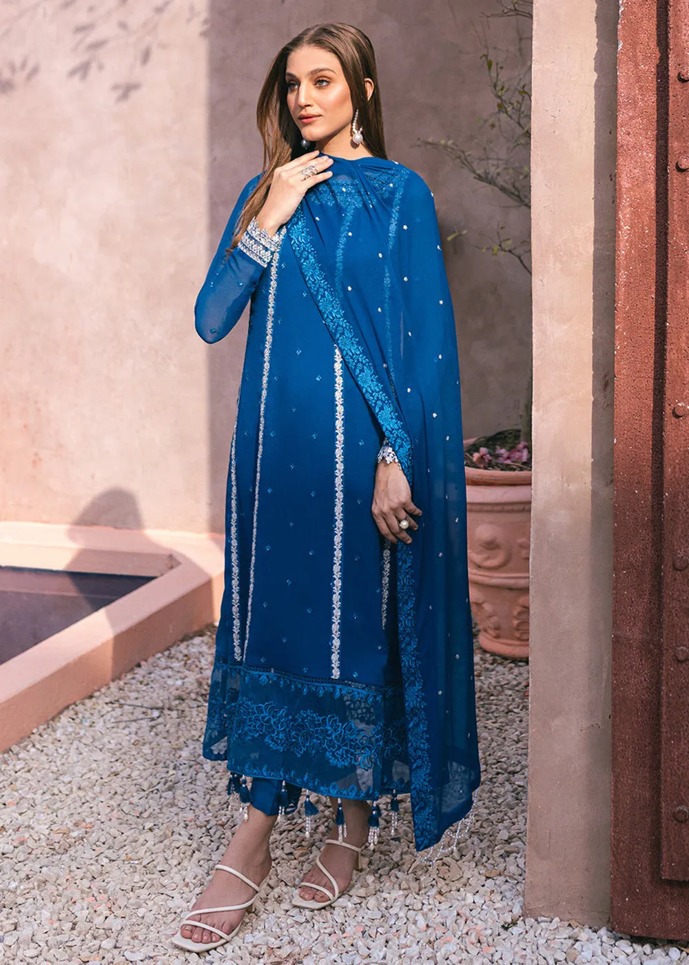 Embroidered Ensembles 3 Pcs by Azure | Radiant Sky