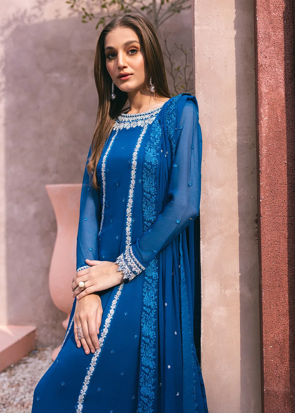 Embroidered Ensembles 3 Pcs by Azure | Radiant Sky