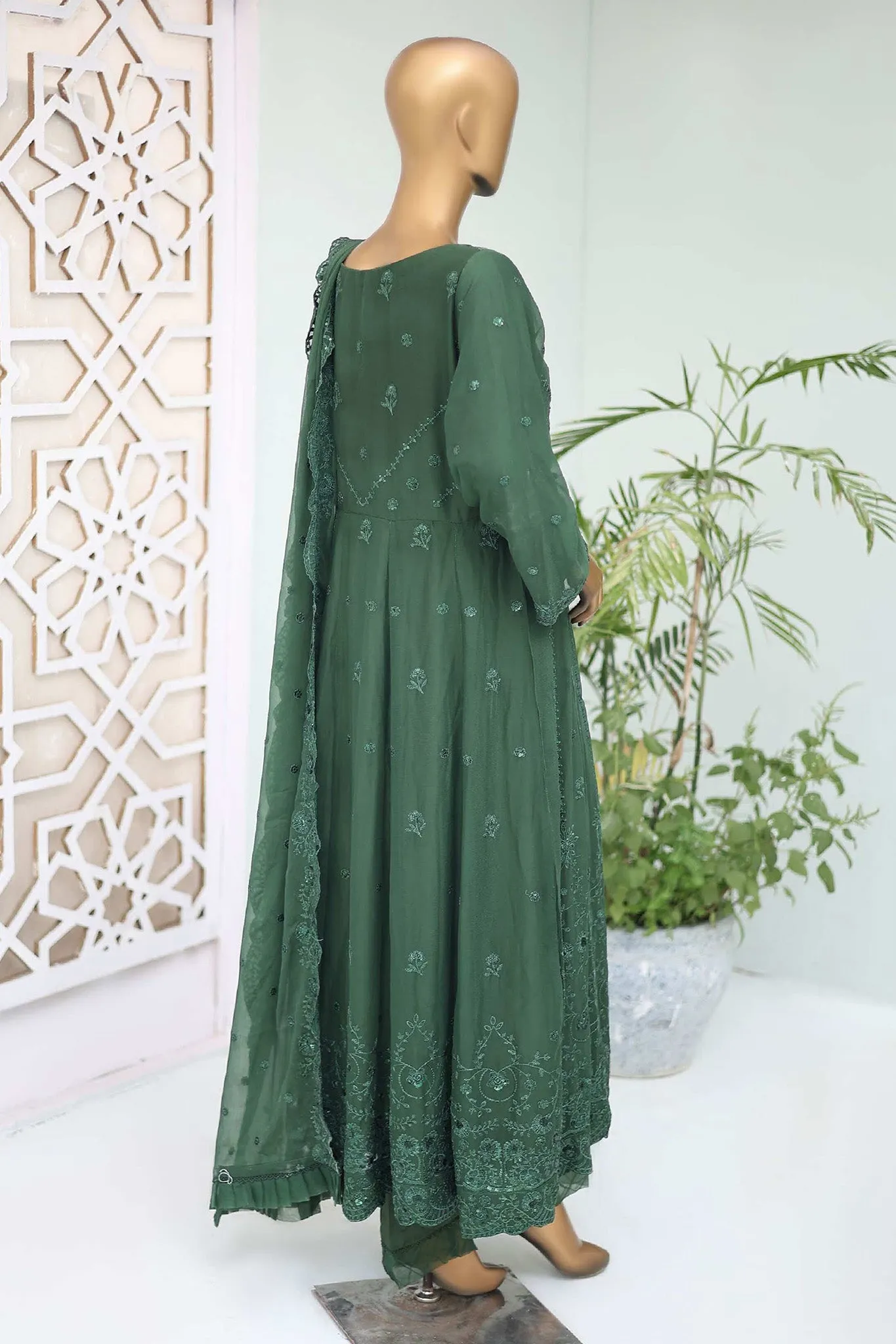Shazlin By Bin Saeed Stitched 3 Piece Emb Chiffon Frocks Collection'2024-RTSC-993-Green